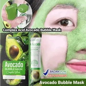 Avocado Bubble Mask Masker Wajah Berbusa, Melembabkan, Menghidrasi, Mengecilkan Pori-pori, Membersihkan Bintik Hitam Dalam Berbusa Sendiri, Cocok untuk Penggunaan Wajah Perawatan Komedo Blackhead BPOM Alpukat 4g*12pcs