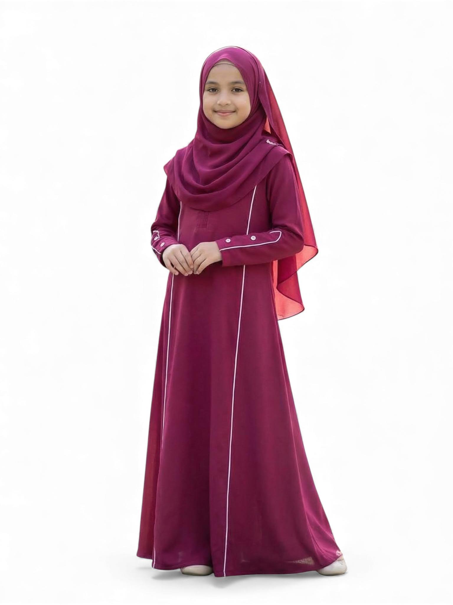 Fazira Kids Gamis Anak Perempuan Usia 5th Sampai 12th Variasi List Putih Bahan Baby Moss