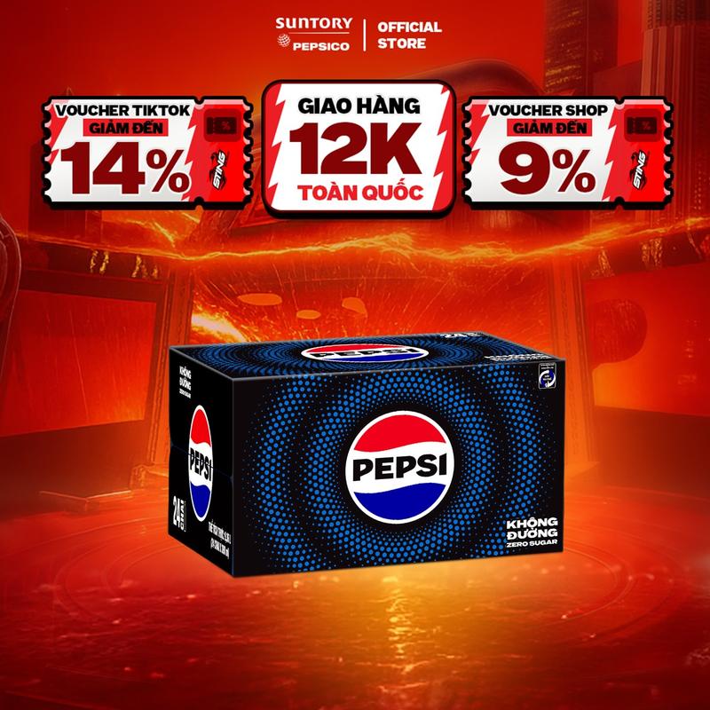 [DEAL SỐC] Thùng 24 Chai Nước Ngọt Giải Khát Có Gaz Pepsi Không Calo, Không Đường (390ml /chai)