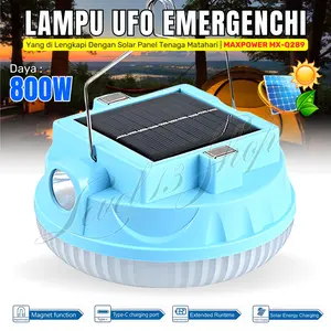 Lampu LED Emergency UFO + Senter MAXPOWER MX-Q289 800W / MX-Q288 400W | Solar Lighting System Lampu Emergenchy Tenaga Matahari For Outdoor Camping - PowerBan