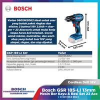 Gambar Bosch GSR 185 LI Cordless Drill 13mm Mesin Bor Kayu & Besi 18V Set GSB 185-LI dari Bosch Tools Authorized DNY Kota Surabaya 4 Tokopedia