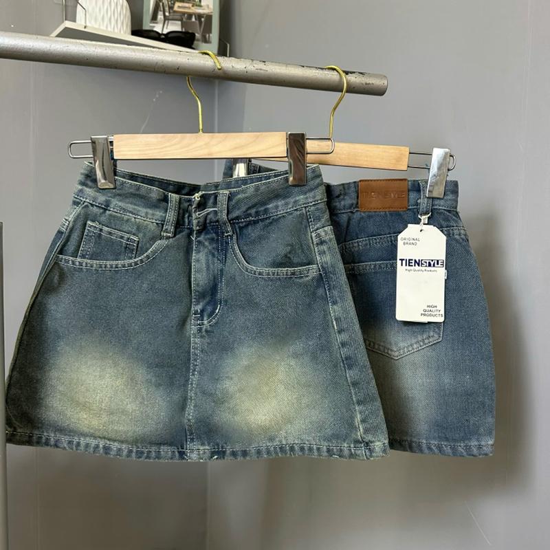 TIENSTYLE _ Chân Váy Jean Ngắn Chữ A Dáng Ngắn Màu Bụi Đẹp Có Lót Quần Cotton Full Size XS-4XL 40-75kg Chiều Dài 32-35CM Xuất Xứ Việt Nam