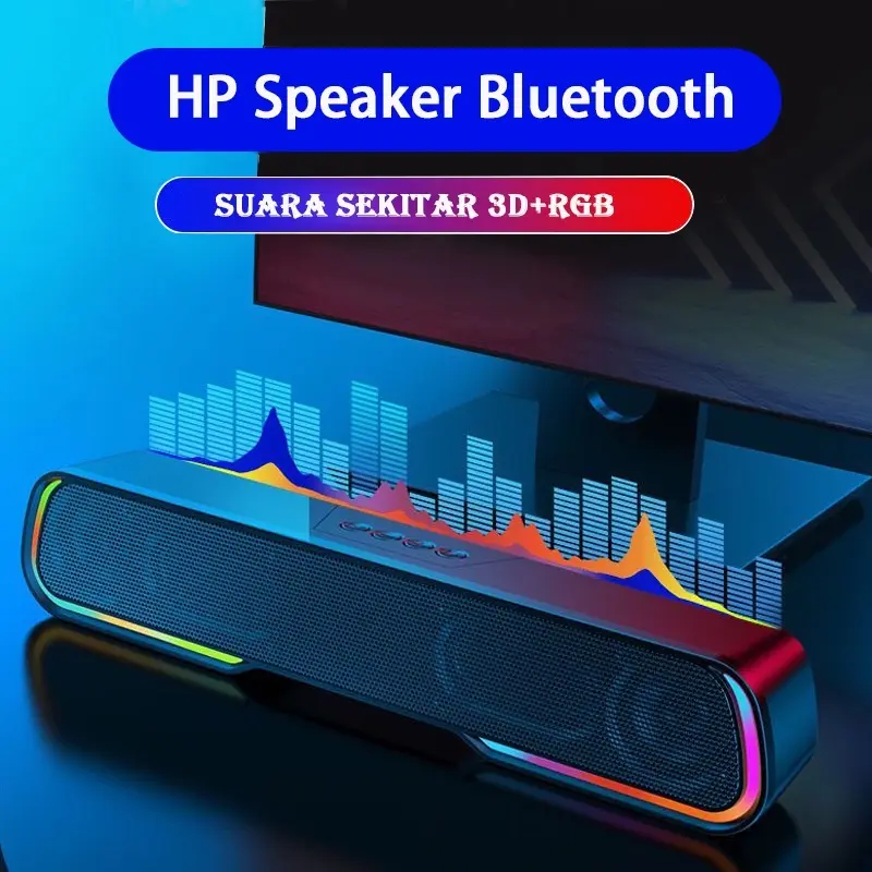 Bluetooth Wireless Speaker TV Sound Bar Home Theater Subwoofer Soundbar Party DJ Full bass Lampu LED