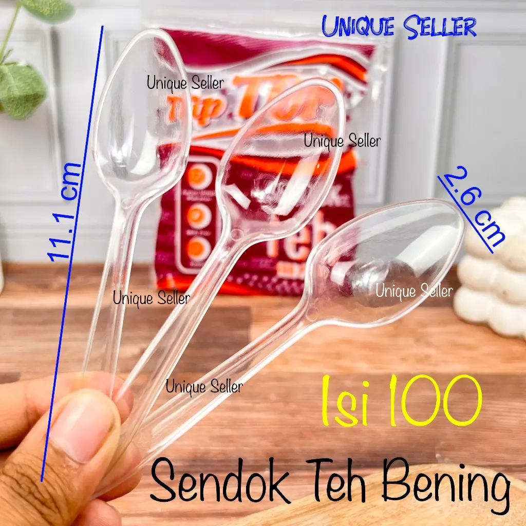Sendok Teh Plastik Bening Tip Top isi 100 BPA Free Aman untuk Makanan Higienis / Sendok Puding Agar Teh Tea Kopi Jelly Plastik Bening Transparan TIPTOP