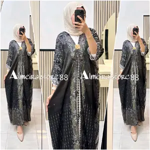 (Tanpa Bros) Kaftan Raya Series Bahan Rayon Diamond Motif Diandra / Kaftan Jumbo / Kaftan Viral / Kaftan Lebaran Mewah Muslim