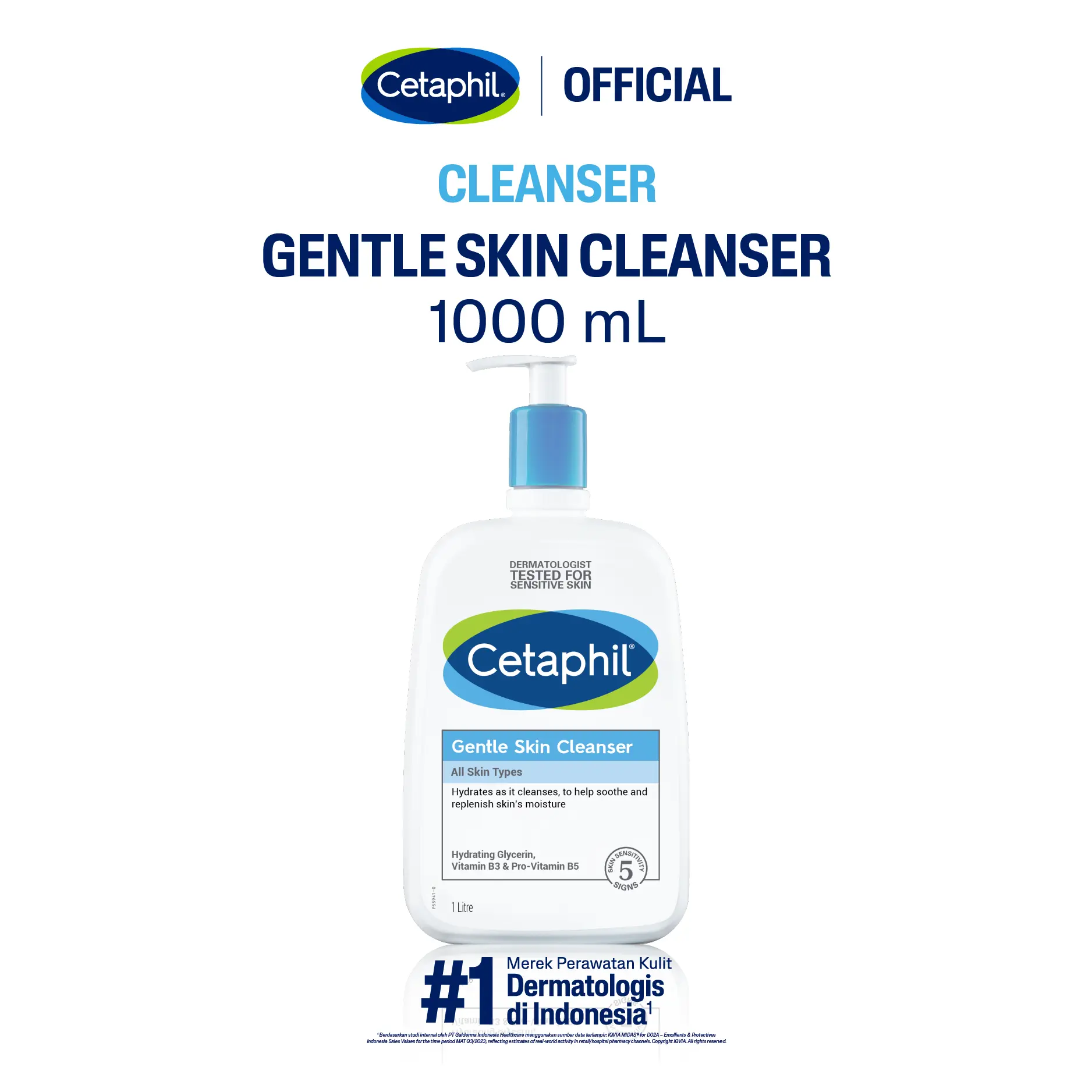Cetaphil Gentle Skin Cleanser 1000ml dengan Niacinamide, Glycerin dan Panthenol Sabun Pembersih Muka Untuk Segala Jenis Kulit
