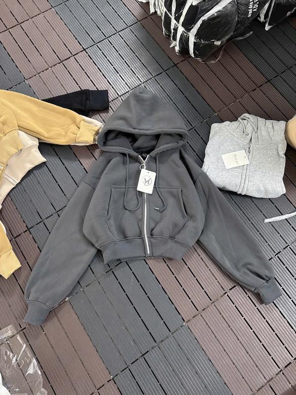 Áo Khoác Nỉ Ngoại Nữ Lửng Trơn Cute Ulzzang Unisex Phối Dây bản to Áo Khoác Croptop Chất Nỉ Tay Phồng Siêu Đẹp