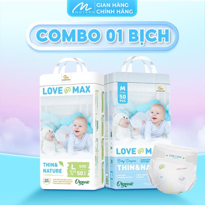 [KHÔNG QUÀ AFF 1B][LOVEMAXX] 1 BỊCH LOVE MAX Tã Bỉm Dán Quần Đai Chun Đệm Mây 50 miếng