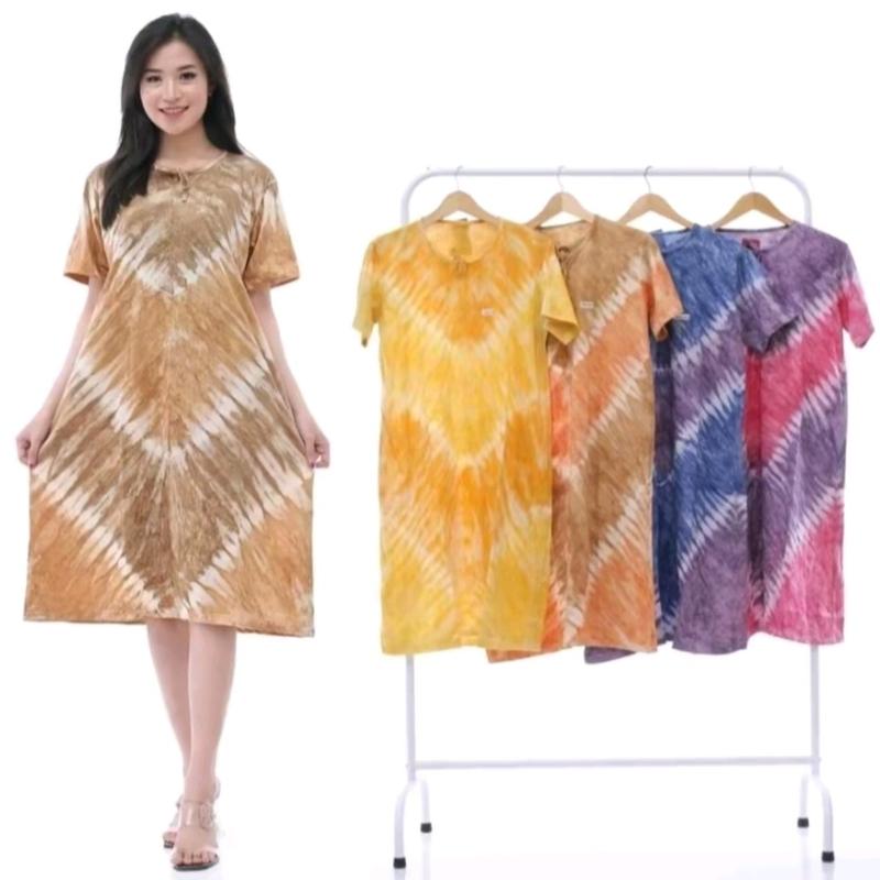 Paket Usaha 99ribu Dapat 5pcs Daster Kaos  Motif Abstrak Dewasa Jumbo Baju Dress Wanita Lengan Pendek Model Tali Depan Non Busui Panjang Bawah Lutut 4