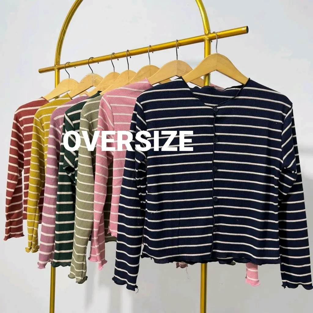 Cardigan Salur OVERSIZE Crop/Cardigan Striple Over/Atasan wanita Stripe Garis