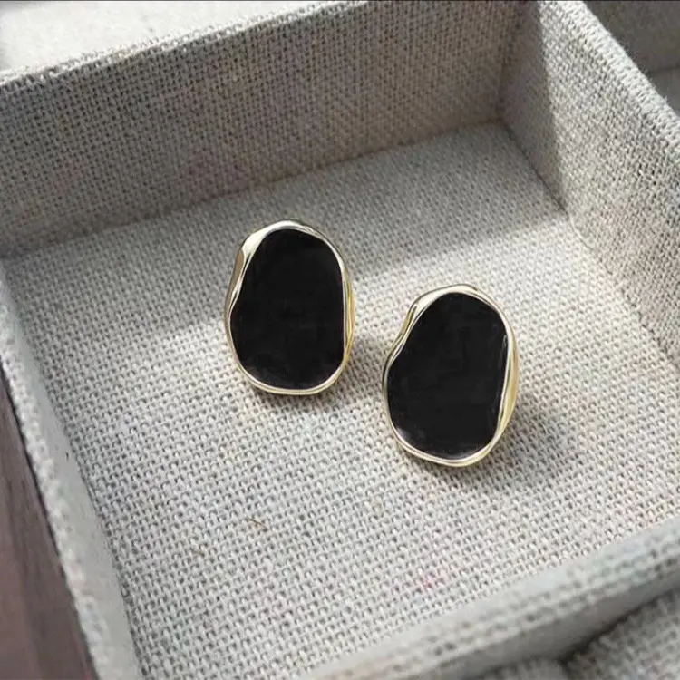 AS09 Anting Stud Fashion Earrings Luxury Beautiful Earrings Mode Circle Black Geometri Fashion Wanita Korea 6