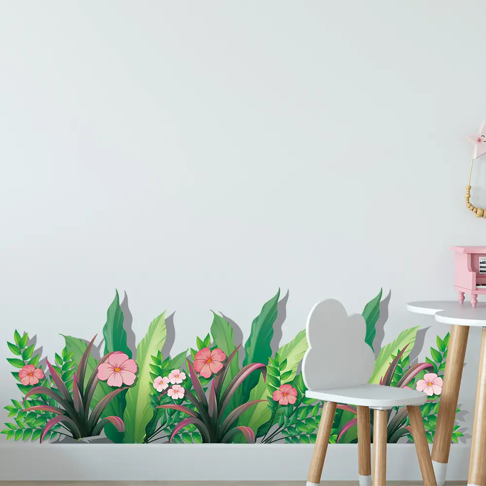 New Flowers and Plants Kindergarten Wall Decoration Bedroom Living Room Background Wall Paste Translucent Sticker Wallpaper Ornaments Decorative