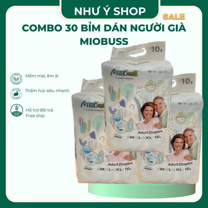 Bỉm dán Combo 3 bịch mỗi bịch 10 miếng Bỉm Tã Dán Người Già Miobuss đủ size M L XL mềm mại thấm hút tốt