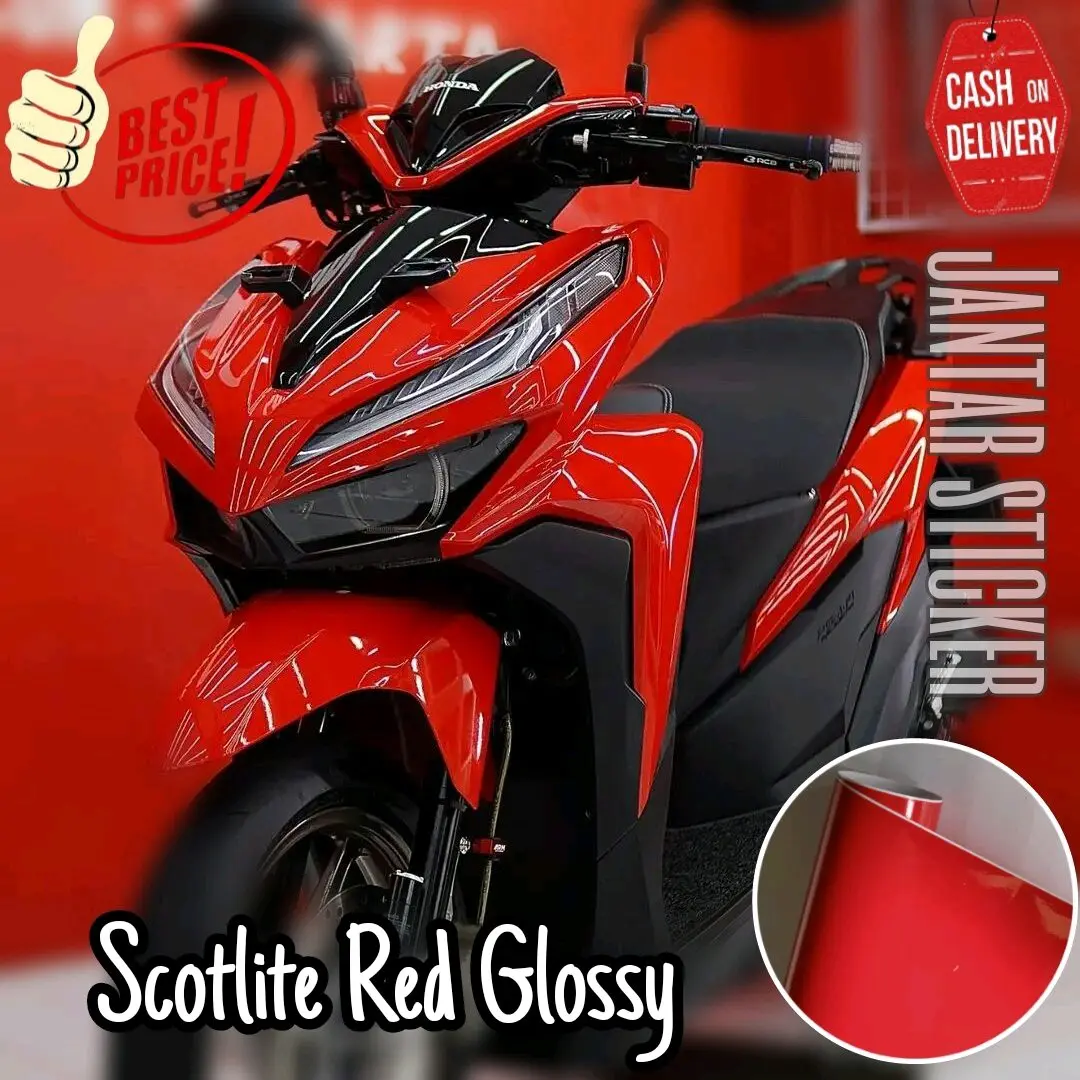 STIKER SKOTLET MERAH GLOSYY MURAH permetr Kendaraan Motorcycle Motor
