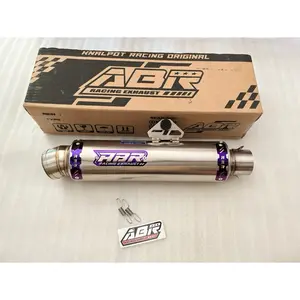 Slincer knalpot abr racing exhaust bulat rata jumbo p30 emblem blue pakai list original grade B