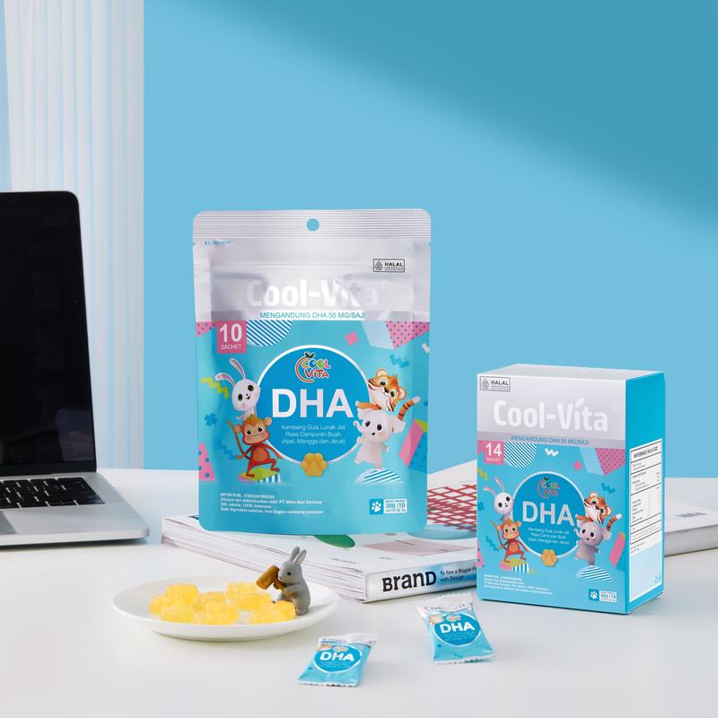 [EXCLUSIVE YUXI] 2 Box Coolvita DHA Gummy Buah Mix Apel, Mangga, dan Jeruk (Total 28 Gummy) + 1 Botol Calcium Chewable (Total 30 Tablet) | Suplemen Anak (Mulai 3 Tahun) dan Dewasa | Dukung Tumbuh Kembang Otak, Tulang & Gigi Secara Optimal 2