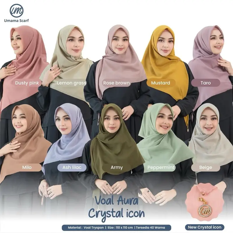 Umama Voal Aura Crystal Icon Lase Cut Original / Hijab Segi Empat / Paris Premium 2