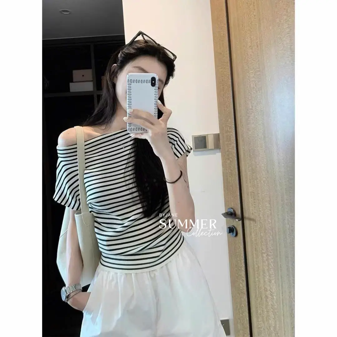 (MÀU MỚI) Áo trễ vai cộc tay nữ cotton co giãn BYJANE - 623 | BigBuy360 - bigbuy360.vn