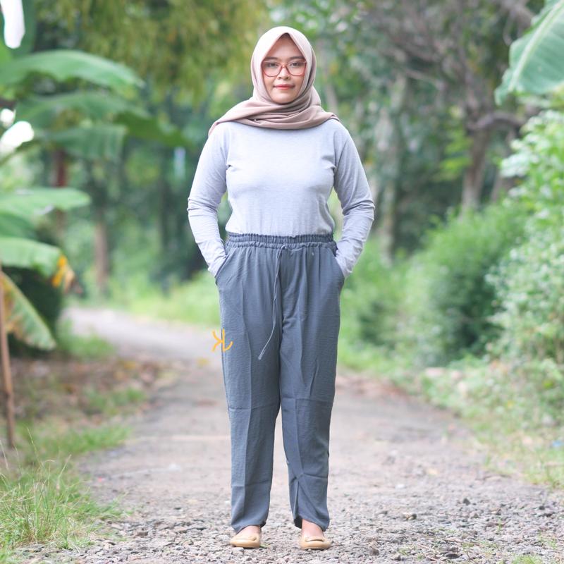 Celana Baggy Pants Kringkel Premium Airflow Wanita Dewasa Panjang Crinkle - Ukuran Standar dan Jumbo - Kulot 5