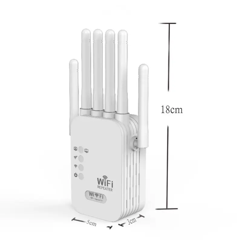 Bộ khuếch đại tín hiệu WiFi không dây, Bộ lặp được cải thiện băng tần kép 1200M, Bộ định tuyến AP công suất cao 2.4 & 5.8G, Thích hợp cho tín hiệu WiFi, 1