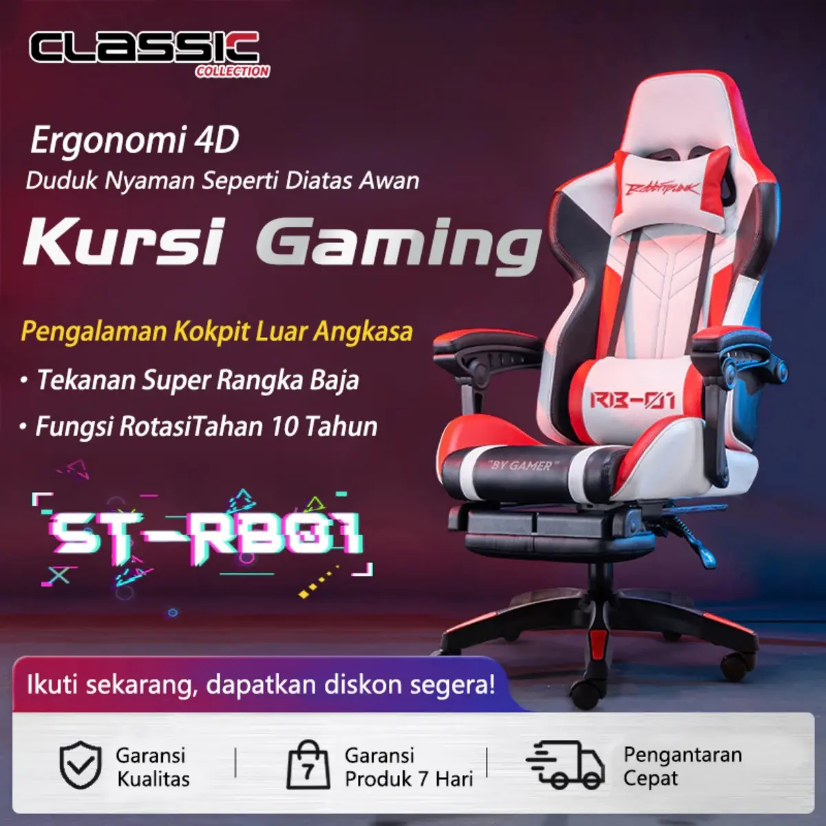 Kursi gaming Premium Quality Gaming Chair Kursi bangku game kursi gaming rumah Mengangkat dan memutar kursi