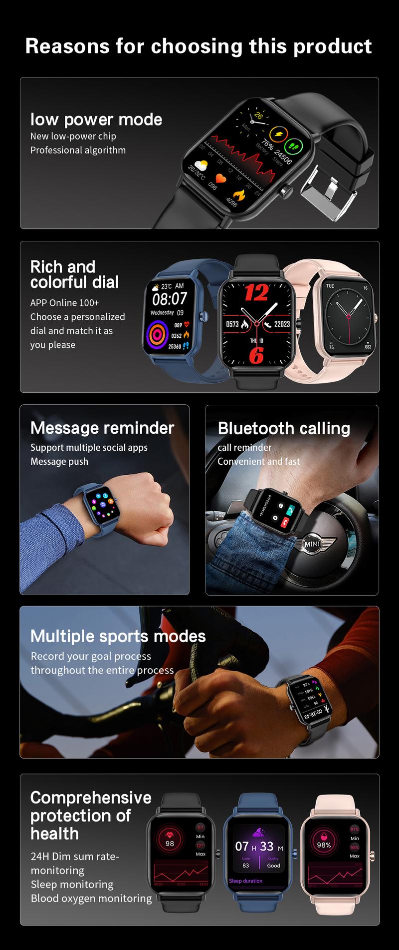 Product Introduction of 【24H Ship】Aolon/Huafit GTS 1.83' Square HD Bluetooth Smart Watch IP67 Waterproof Sport Fitness Tracker Pace Customize Wallpaper Long Battery Touch Screen Men Women Smartwatch IOS Android Wearables 14