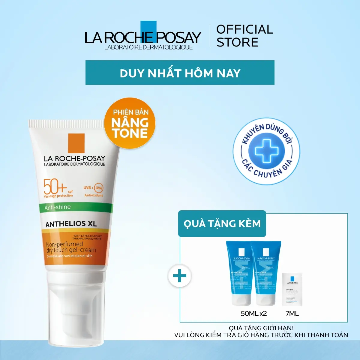 Kem chống nắng La Roche-Posay nâng tone cho da dầu giúp bảo vệ da toàn diện và kiềm dầu đến 12 giờ Anthelios XL SPF 50+, PA++++