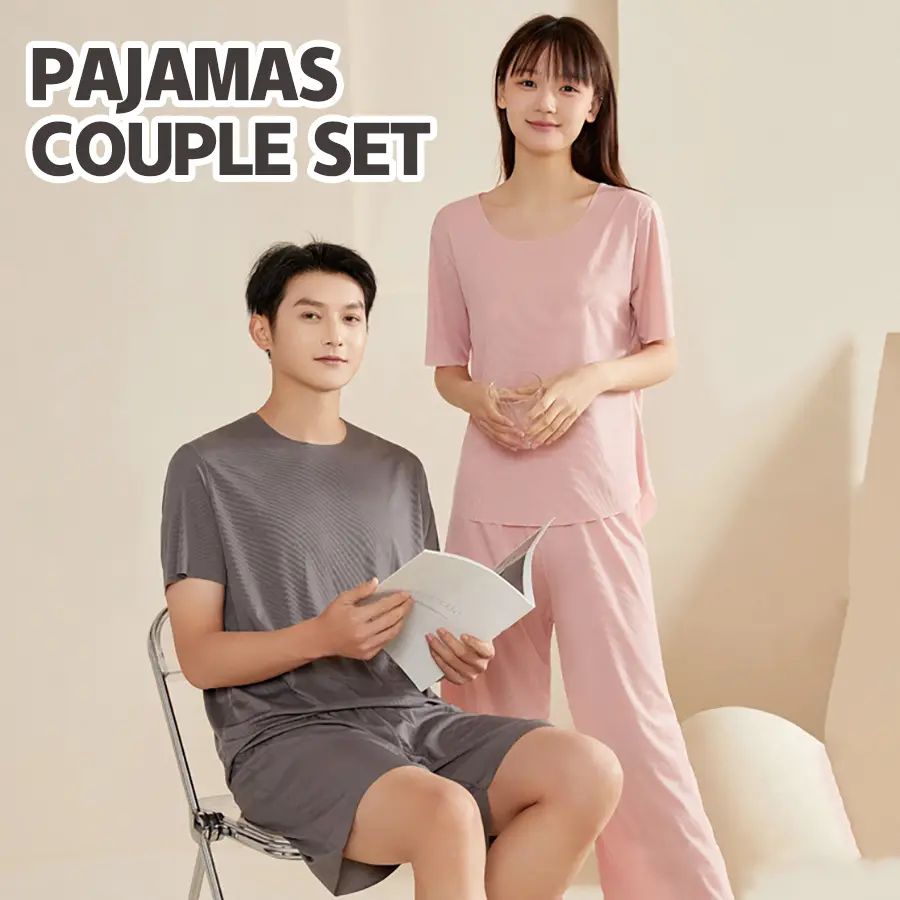 Sleek Comfort: Cool Ice Silk Pajamas for Stylish Couples