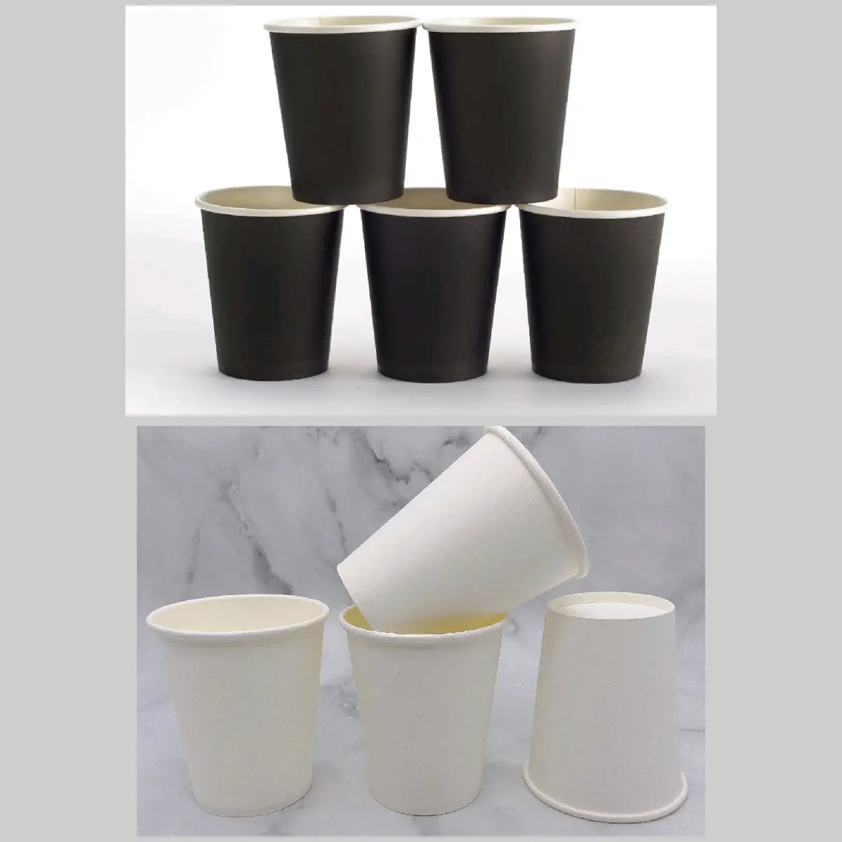 [50 PCS] Paper Cup Polos Dan Tutup Gelas 8oz 240ml Hitam Putih / Minuman Gelas Kertas Paper Tahan Panas