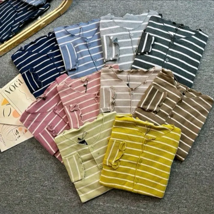 Study_Storee• Cardigan Salur Crop Top Atasan Wanita//Salur  Knitwear Stripe