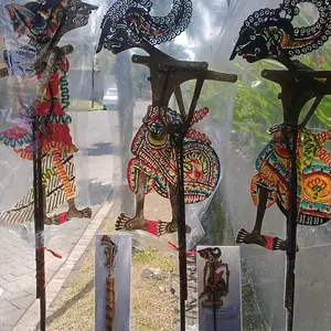 Arjuna 44cm Wayang Kulit Asli Murah Grid C Tangkai Bambu