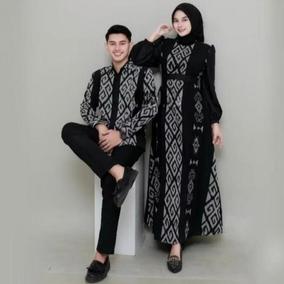 Set Baju Batik Couple Pasangan Kondangan Hitam - EVA Boutique Sarimbit Keluarga Tenun Seragam Panjang Setelan Wanita modern pakaian regular remaja xl set pakaian couple tunangan tali pinggang xxl baju lamaran couple elegan tulle family dress anjani 1 2025 2