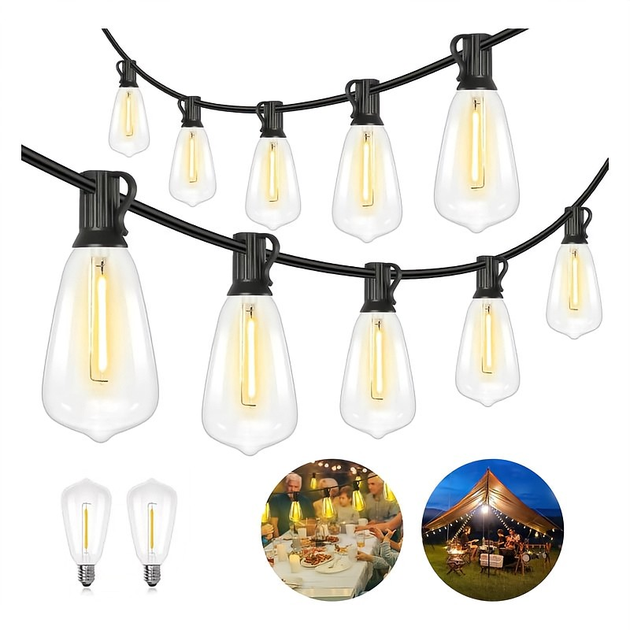 【MASX】Incluindo Lâmpada Cordão Varal De Luzes Festão 15m Decoração