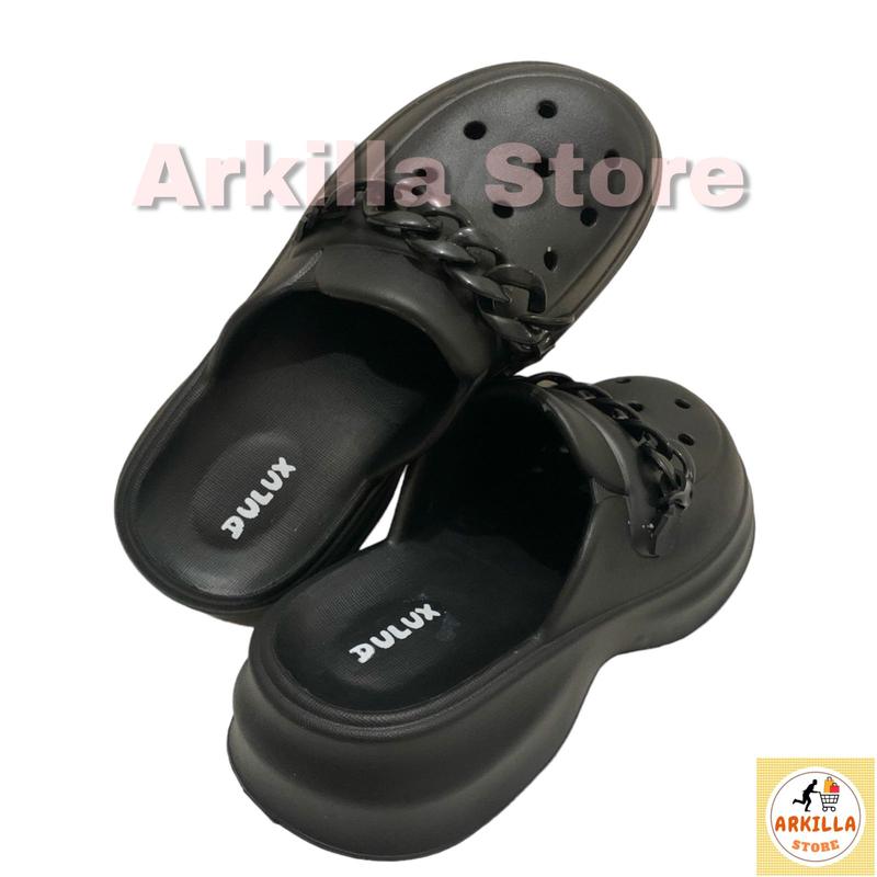 Sandal Slop Fuji Jelly Wanita Dewasa Full Black Kekinian Hits Viral Hak Tinggi 5 cm Dulux 615B-H 6