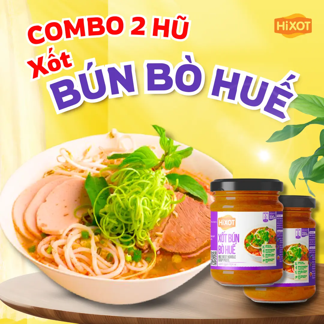 COMBO 2 Hũ Xốt Bún Bò Huế HiXOT 220Gram (gia vị hoàn chỉnh, không cần nêm nếm)