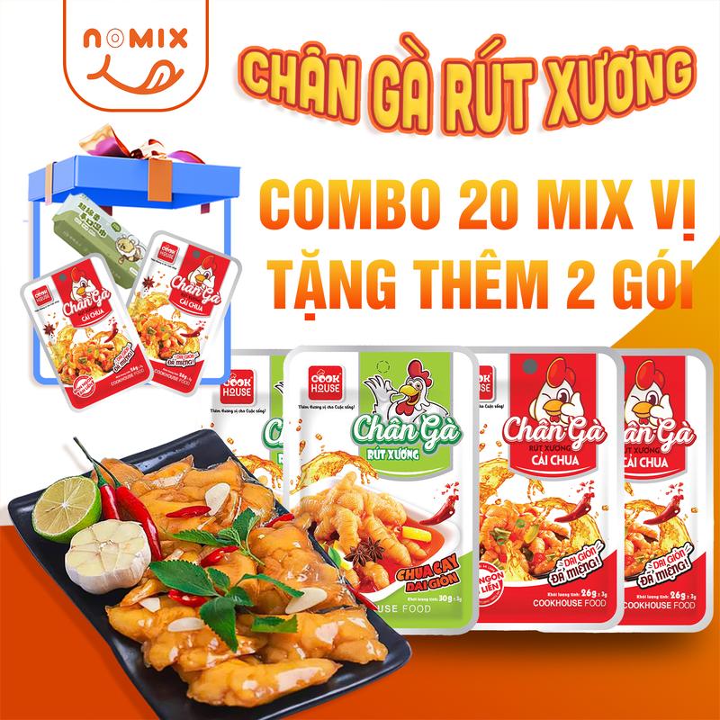 Combo 20 chân gà rút xương mix vị cải chua & chua cay,  Tặng 1 - 2 chân gà rút Xương, hoặc Tặng 1 chân gà ngâm Ớt .Tiện Lợi Hấp Dẫn Tẩm Vị Ăn Liền Chua Cay Dai Giòn Thơm Ngon Ăn Vặt.