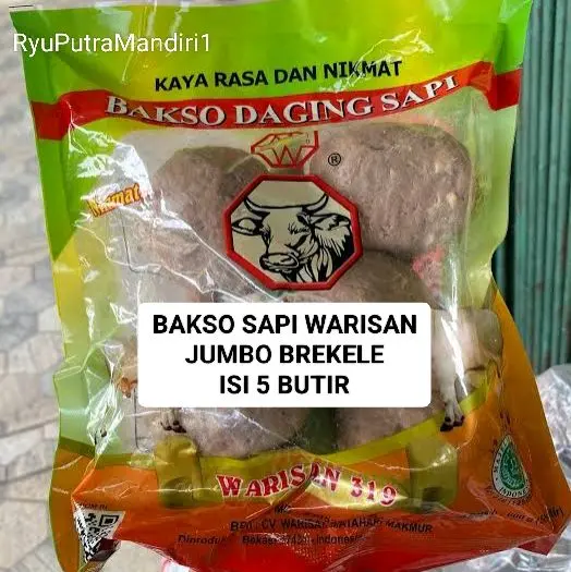 Bakso Sapi Warisan Jumbo Brekele Isi 5 Butir Frozen Food Makanan Instan Baso Sapi Asli Halal