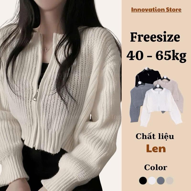 Áo Khoác Len INNO Croptop Trơn Khóa Kéo Form Rộng TA-3768 Nữ Women