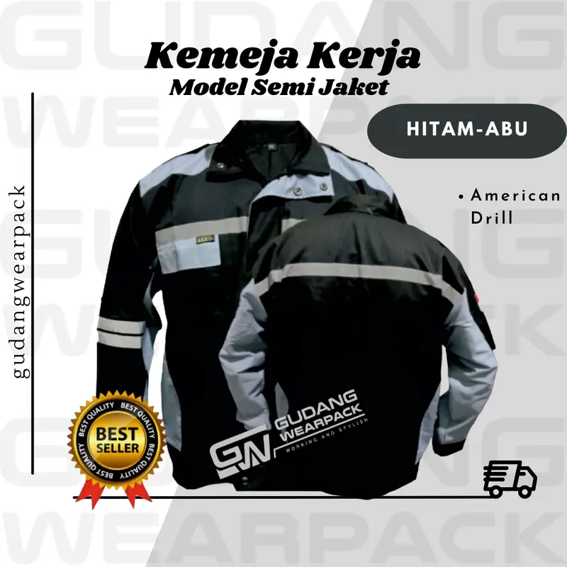 Wearpack Jaket Atasan Lengan Panjang Warna Hitam Kombinasi Abu 5