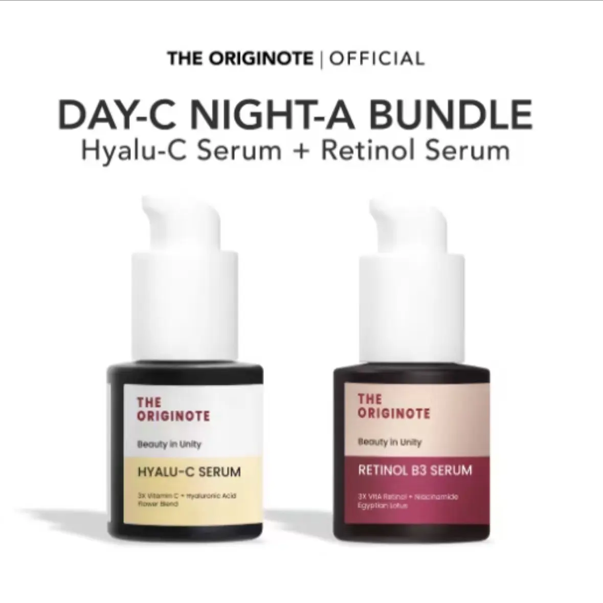 ￼[READY] THE ORIGINOTE RETINOL SERUM HYALU C SERUM BUNDLING DAY C NIGHT A BUNDLE 2 PCS