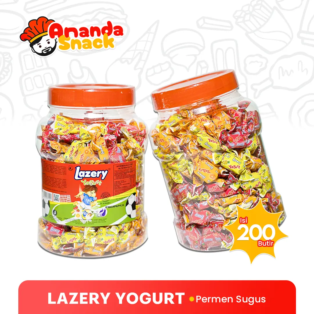 (Harga Grosir) Lazery Toples / Permen Sugus / Lazery Yogurt / Permen Aneka Rasa 1 Toples isi 200 Butir