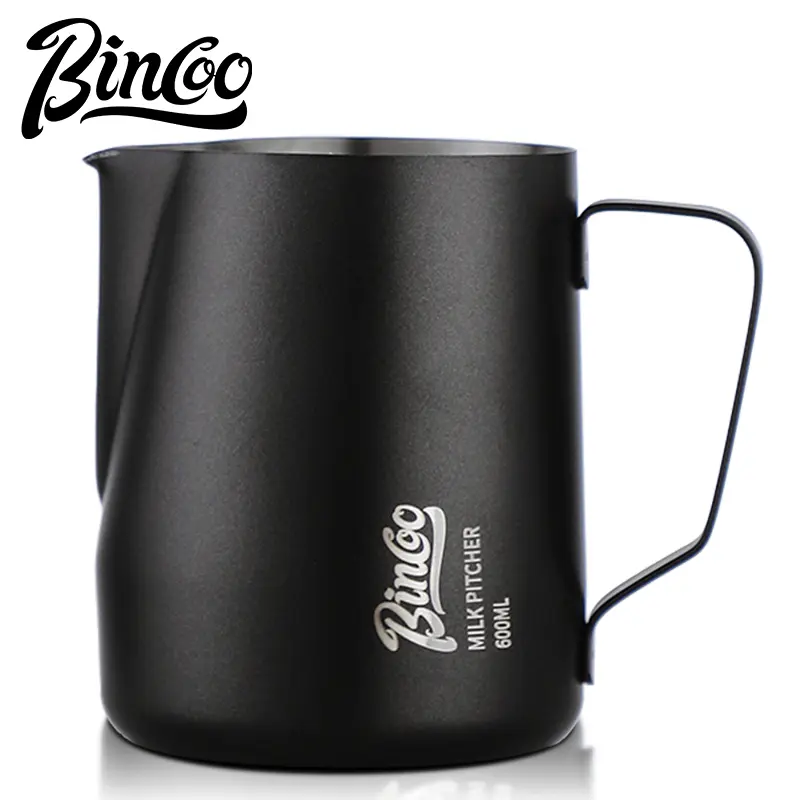 Cawan Buih Susu Vat Bunga Tarik Kopi, BINCOO, Keluli Tahan Karat, Perkakas Kopi Vat Susu Profesional, Tersedia dalam saiz 350ML dan 600ML