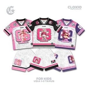 CLOXIO - Setelan Jersey Anak Perempuan - Baju Roblox Anak Cewek - Pakaian OOTD Lucu Imut Cute Girls