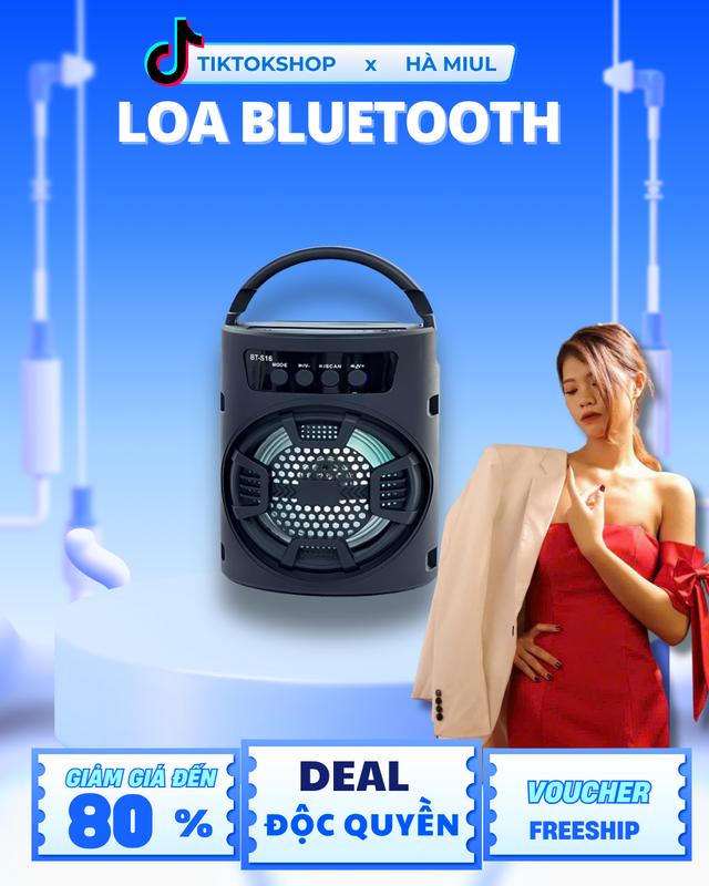 Loa Bluetooth BT-S16-BLACK Âm thanh cực ấm cực vang Thiết kế nhỏ gọn có tay xách dễ dàng mang đi bất cứ đâu.