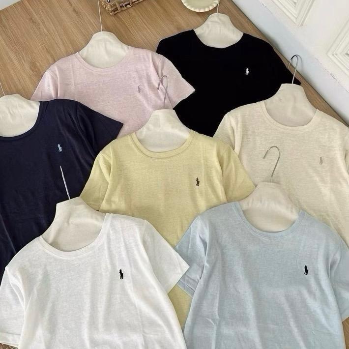  Áo thun xược giấy cổ tròn nữ THÊU NGỰA  áo phông nữ  cổ tròn from rộng vừa  chất liệu mềm mại 