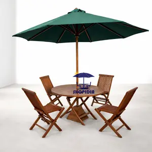 Meja Taman Payung Kayu Jati Rooftop Umpak