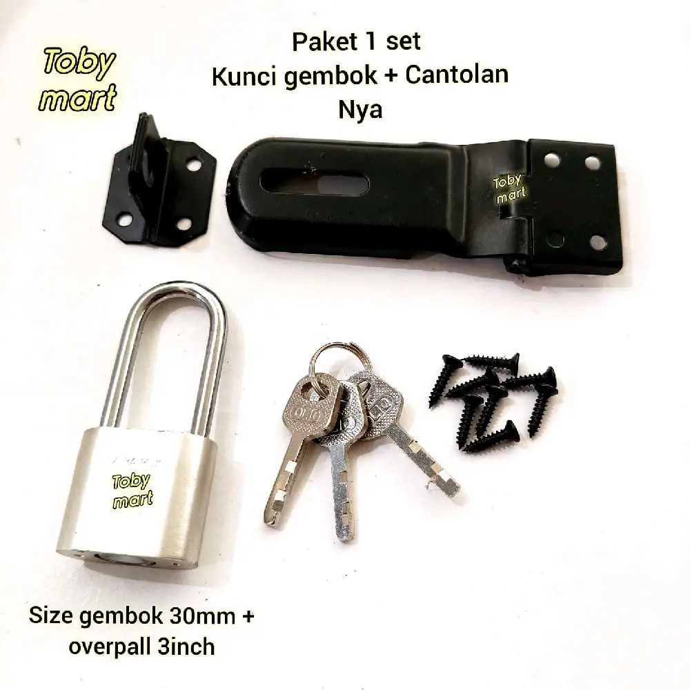 1set GEMBOK KUNCI PINTU / kunci gembok pintu / Cantolan Kunci gembok tambahan pintu rumah Overpall
