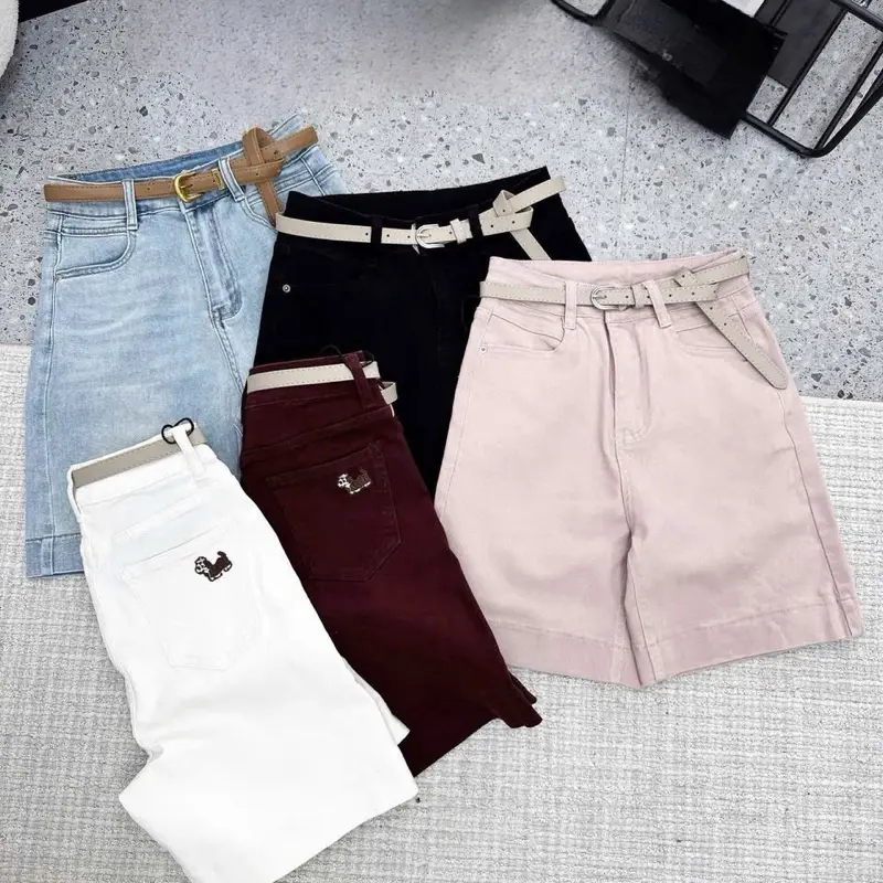 (S-2Xl)HHCHOU-Quần Ngố Thêu Cún Full màu chất jeans mềm | BigBuy360 - bigbuy360.vn