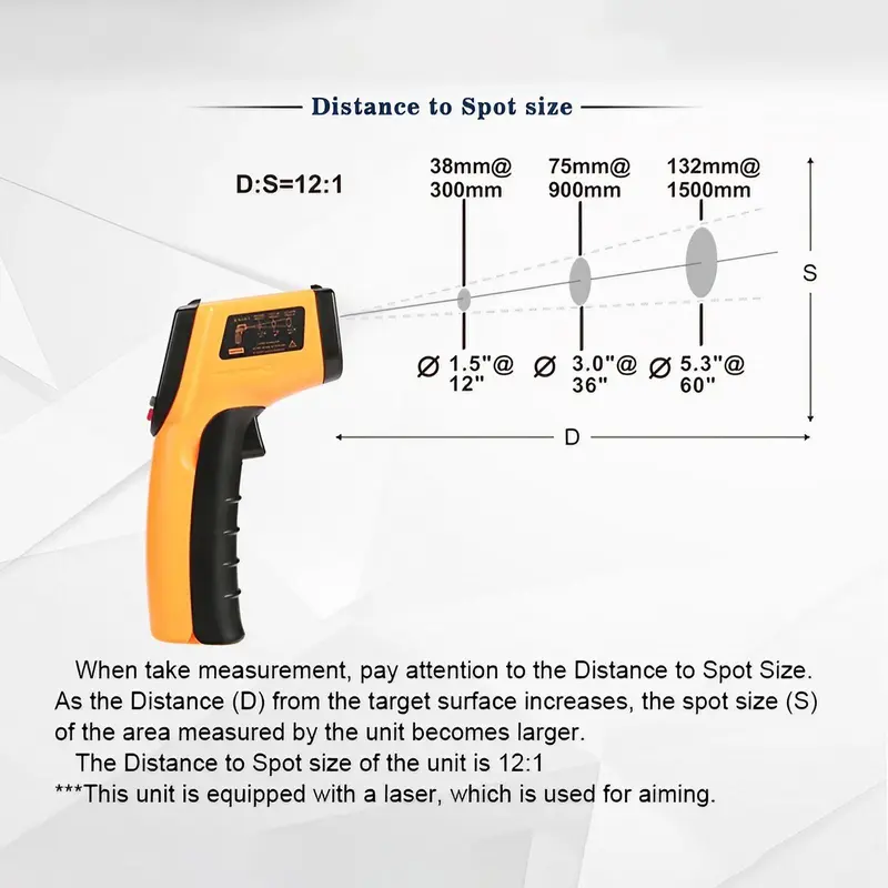 Infrared Thermometer, High Precision Handheld Laser Temperature Gun, Fast Response Instant Read Temperature Measuring Instrument for Kitchen, Outdoor 4