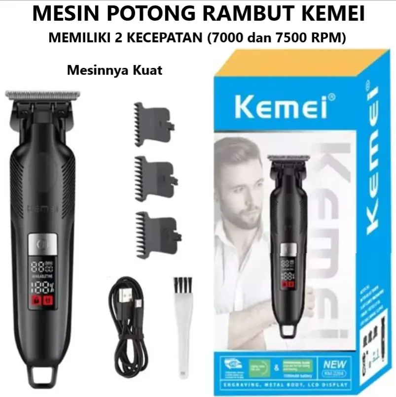 Kemei Paket Mesin Cukur / Potong Rambut Kumis Wajah Tubuh Model KM-2284 dengan 2 Kecepatan dan Mesin Kuat - Jenggot, Elektrik alat